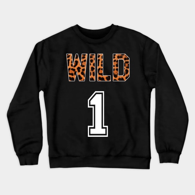 Wild Number 1 Leopard Print Crewneck Sweatshirt by HighBrowDesigns